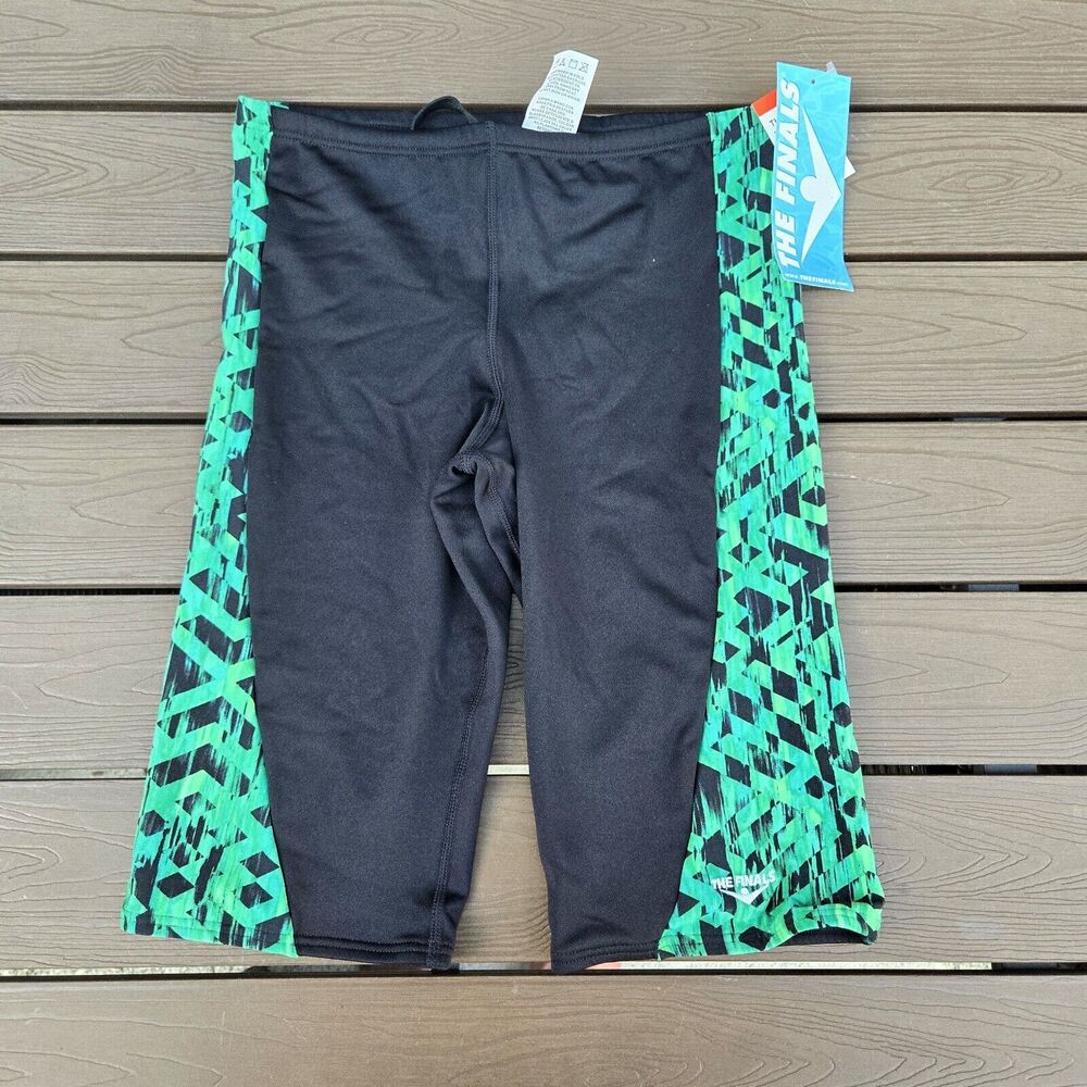 The Finals Mens Black Green Drawstring Omega Reactor Swim Jammer Size 32 New